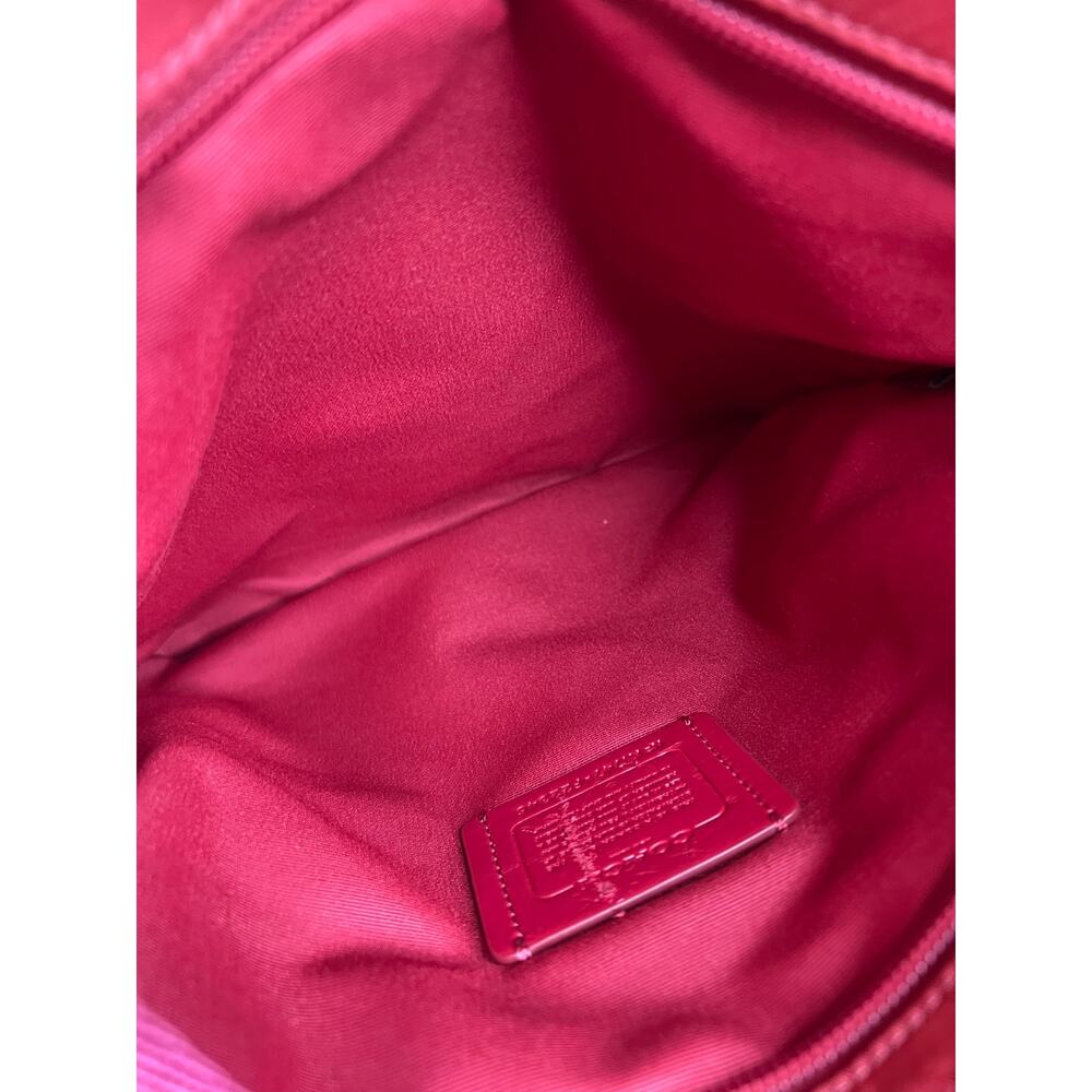 Coach F22346 Dark Pink Nylon Crossbody Shoulder Bag, Gunmetal Logo & Accents - Picture 6 of 7